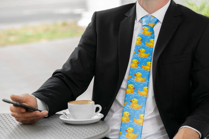 Yellow Ducks Bubbles Tie