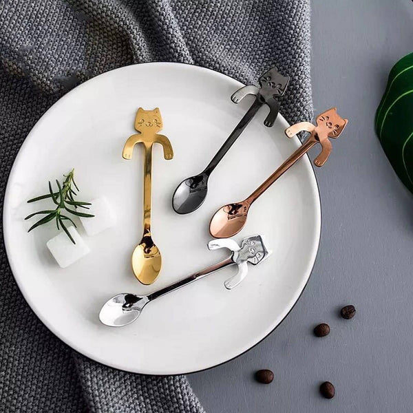 Set of 4 Cat Teaspoons