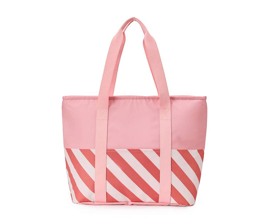 Bloom & Blush Striped Insulated Tote Bag