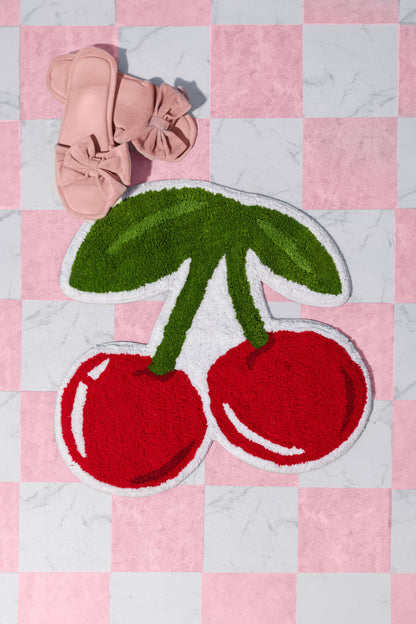 Tapis de bain tufté cerise