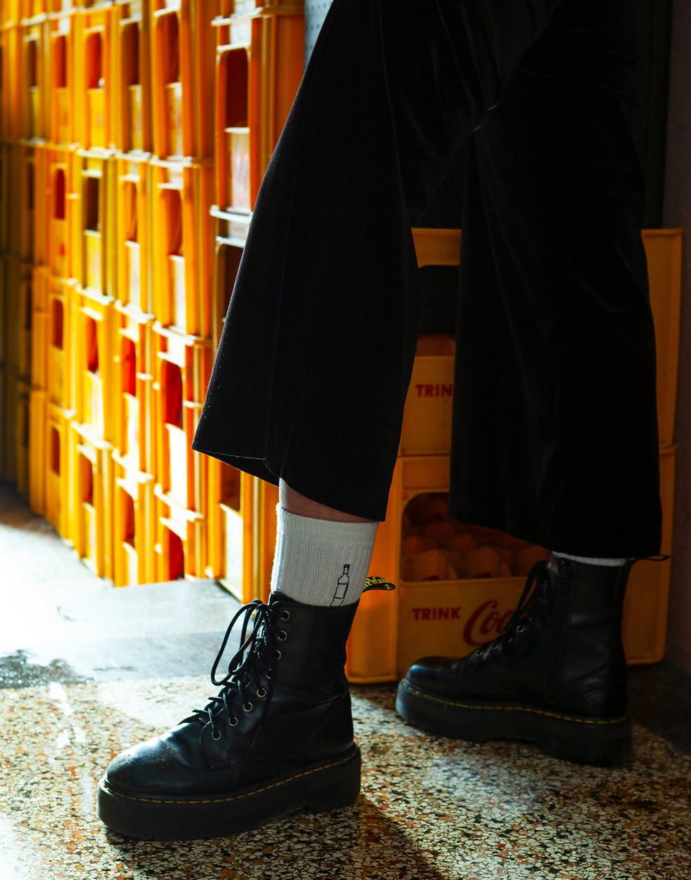 Chaussettes de sport brodées - Bouteille de vin