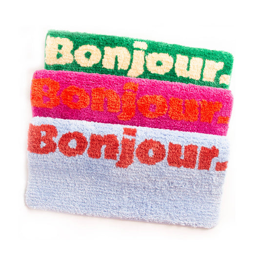 Tapis de bain rose Bonjour