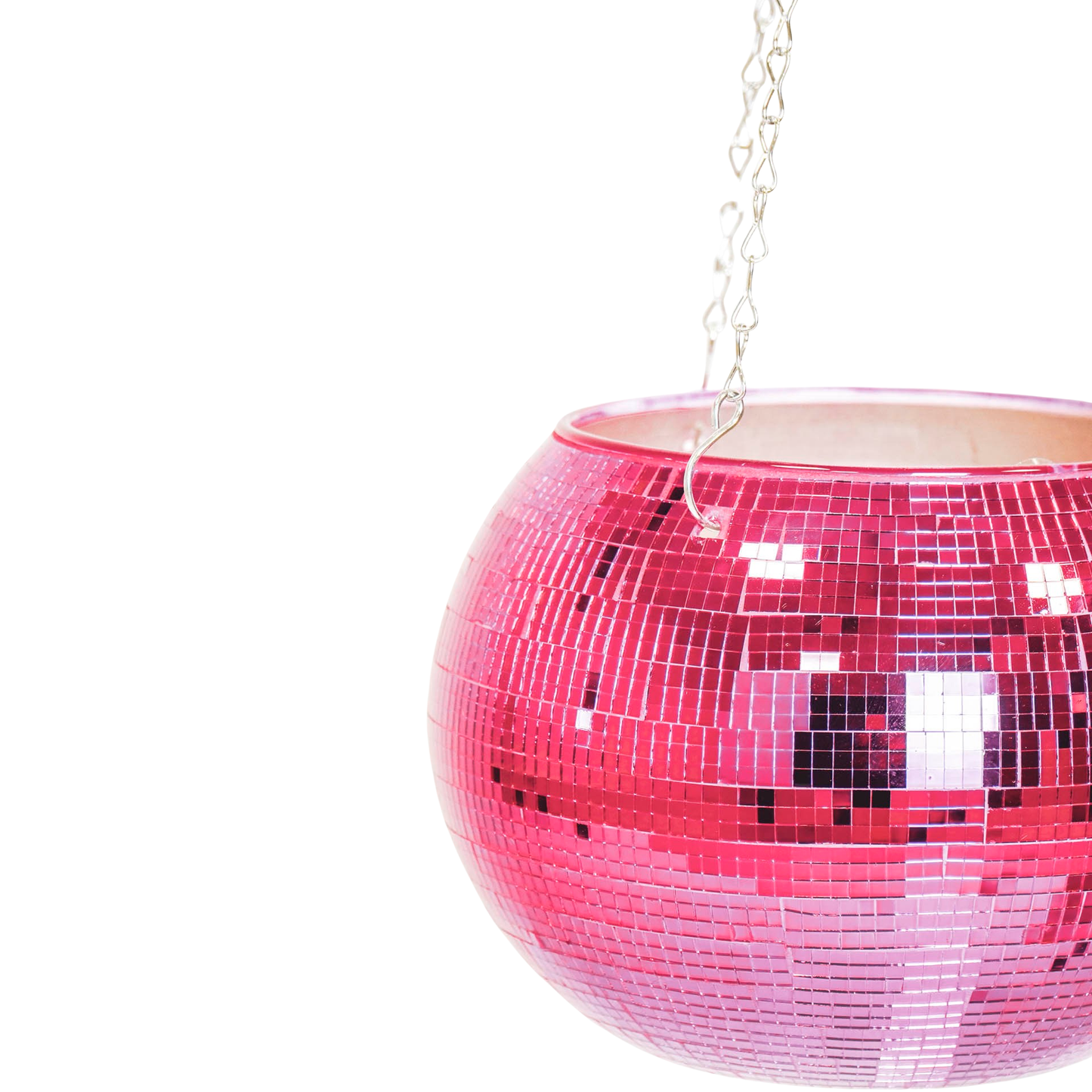 Hanging flower pot - Disco - Glass - Pink - 25x25x25cm