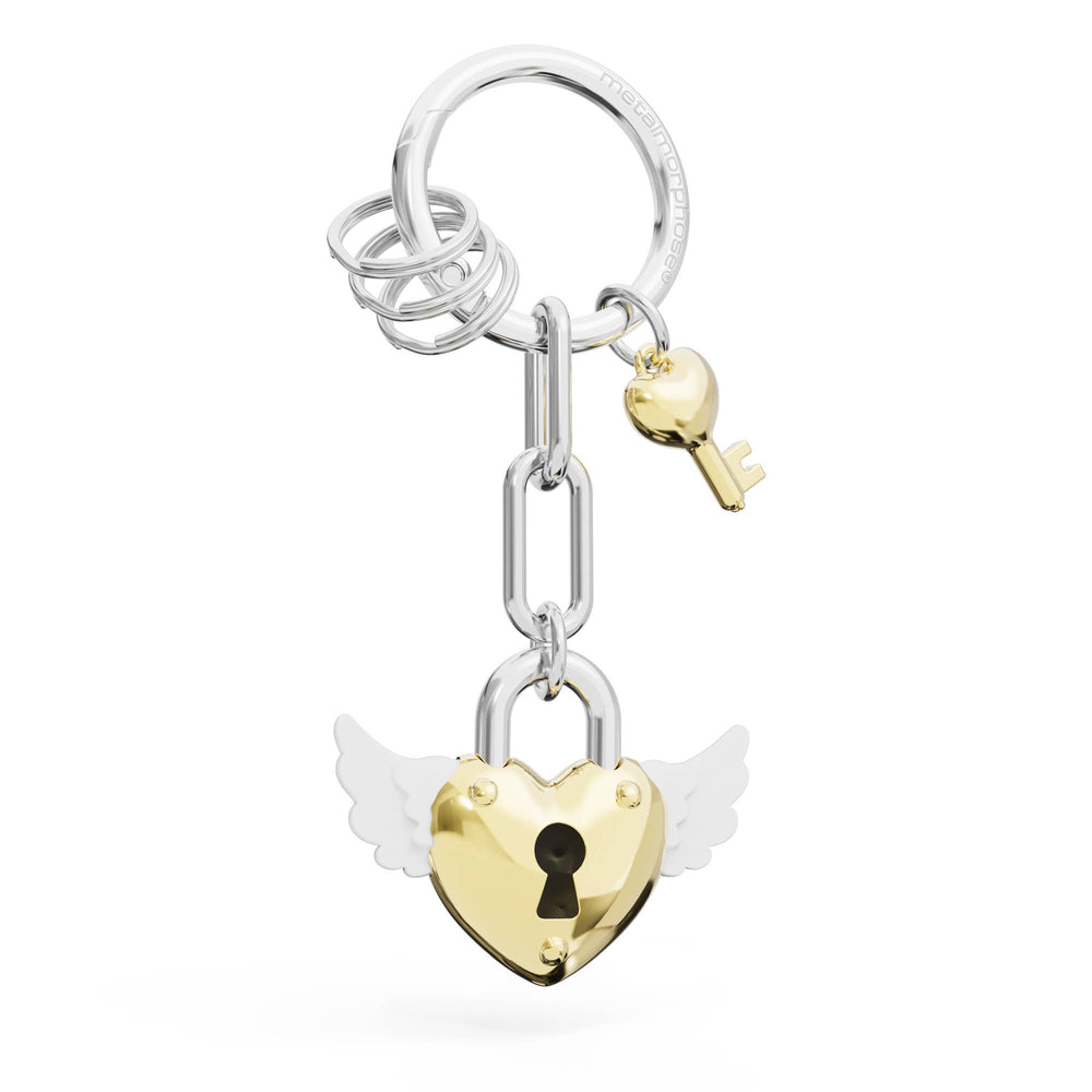 Goldenes Herzschloss-Charm-Schlüsselanhänger