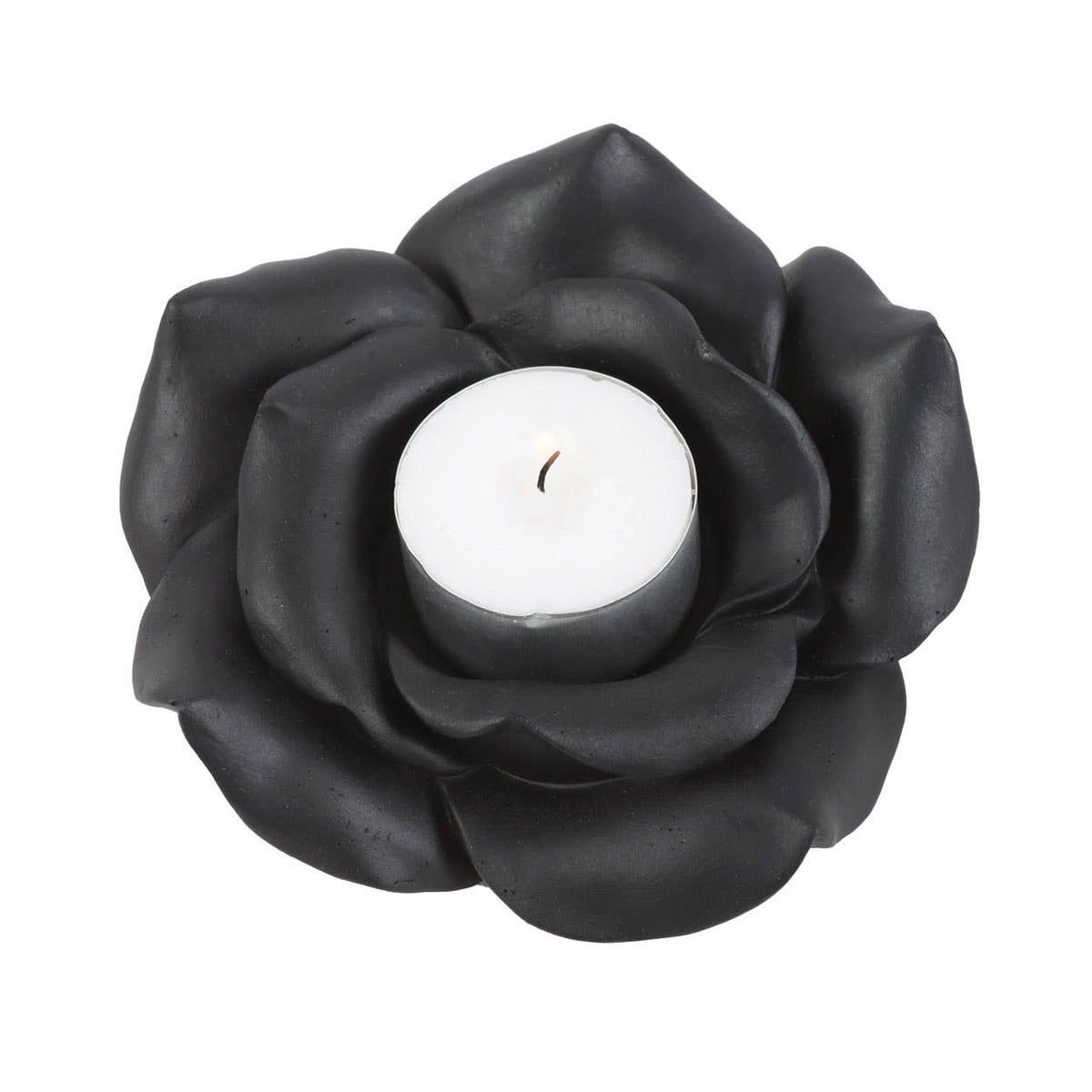 Photophore en résine en forme de rose noire