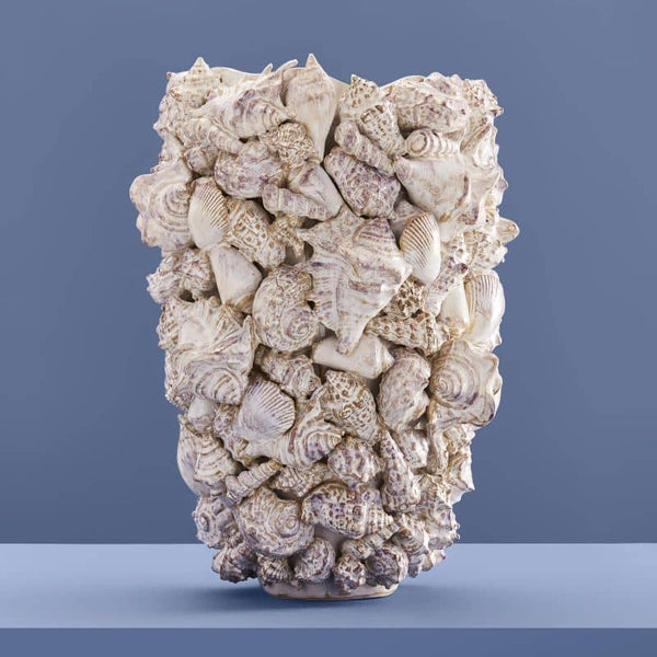 Seashell Vase, Natural Stoneware L