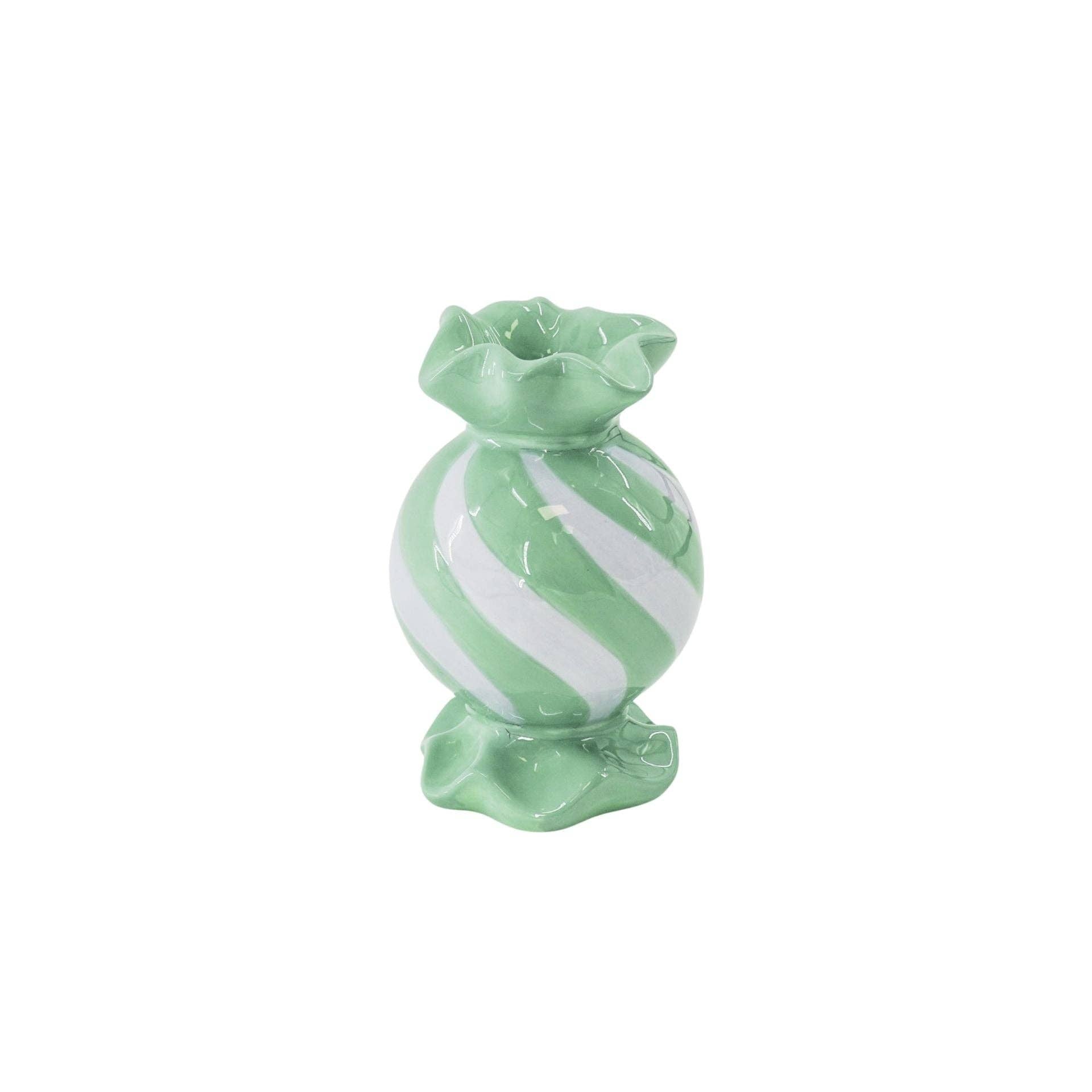 Round Toffee Candy Candle Holder - Ceramic - Mint/Lilac - 8.5x8.5x13 cm