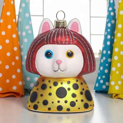 Yayoi Kusameow Kusama White Cat Christmas Ornament