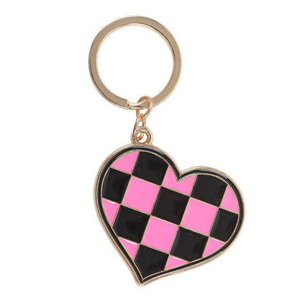 Porte-clés Cœur à damier