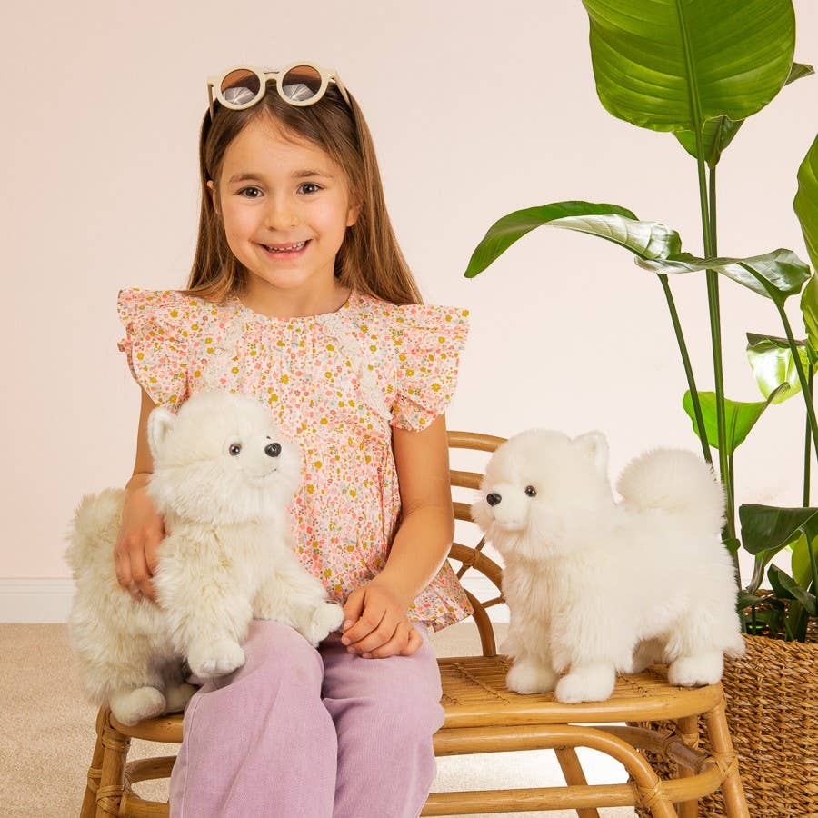 Standing White Spitz Plush