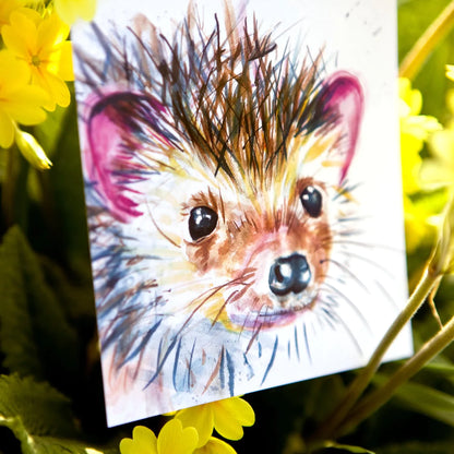 Watercolor Hedgehog Postcard