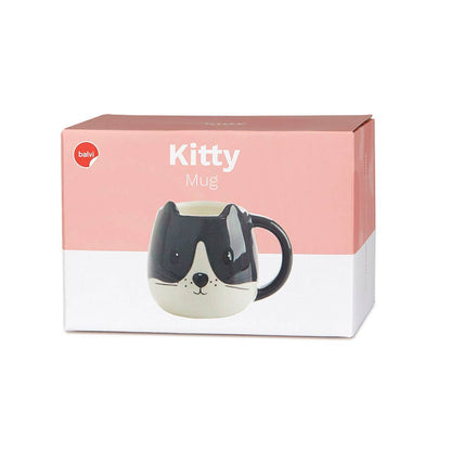 White/Black Cat Round Mug
