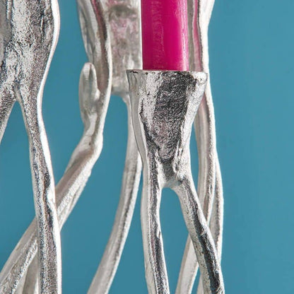 Roots Candlestick Silver, Aluminum, 25 x 22 x 63.5 cm