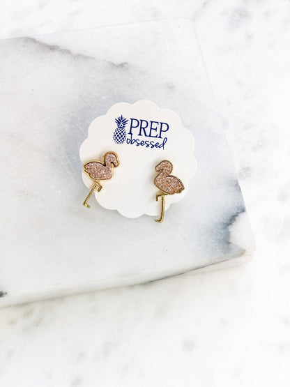 Flamingo Druzy Earrings