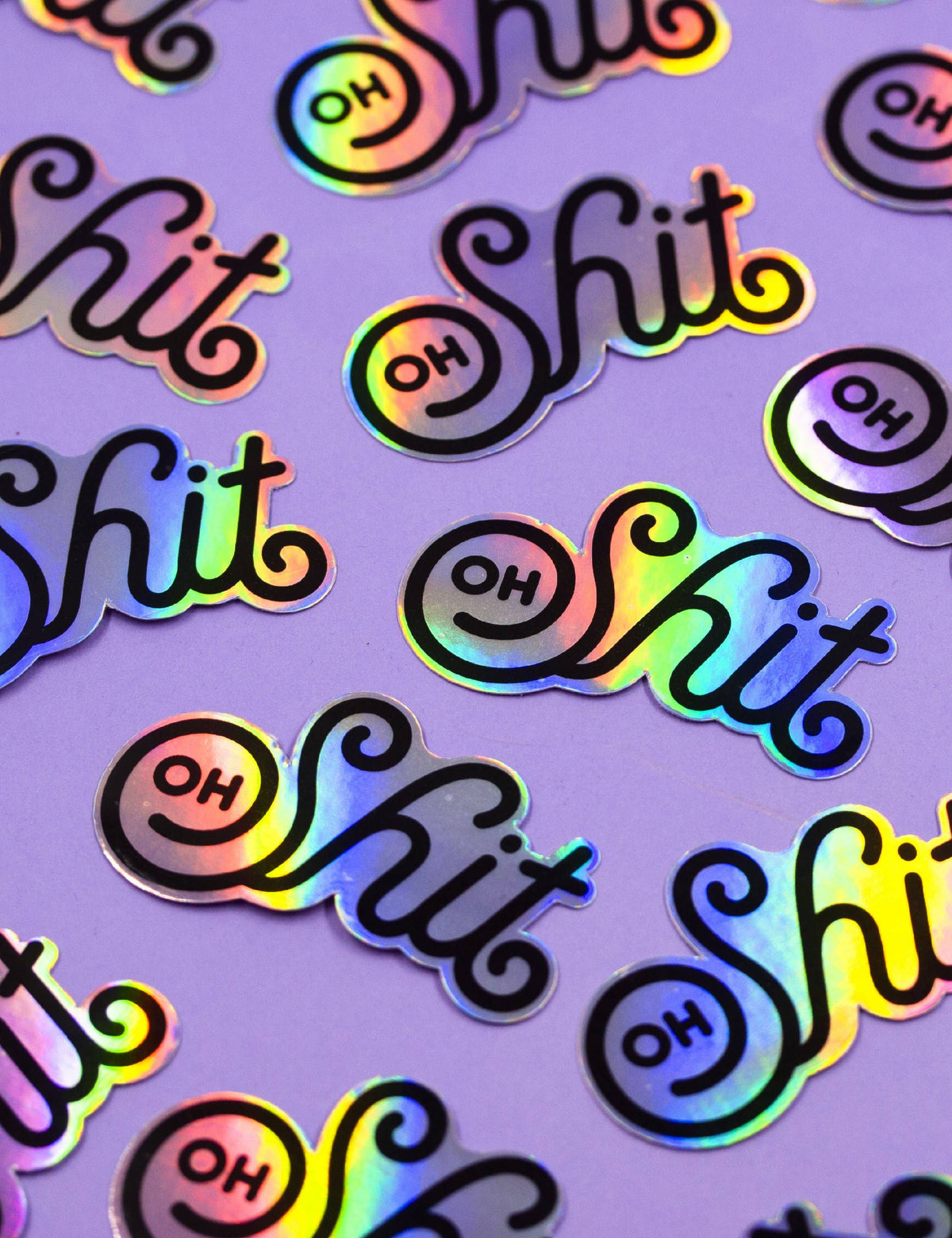 Autocollant Lettrage Holographie "Oh Shit"