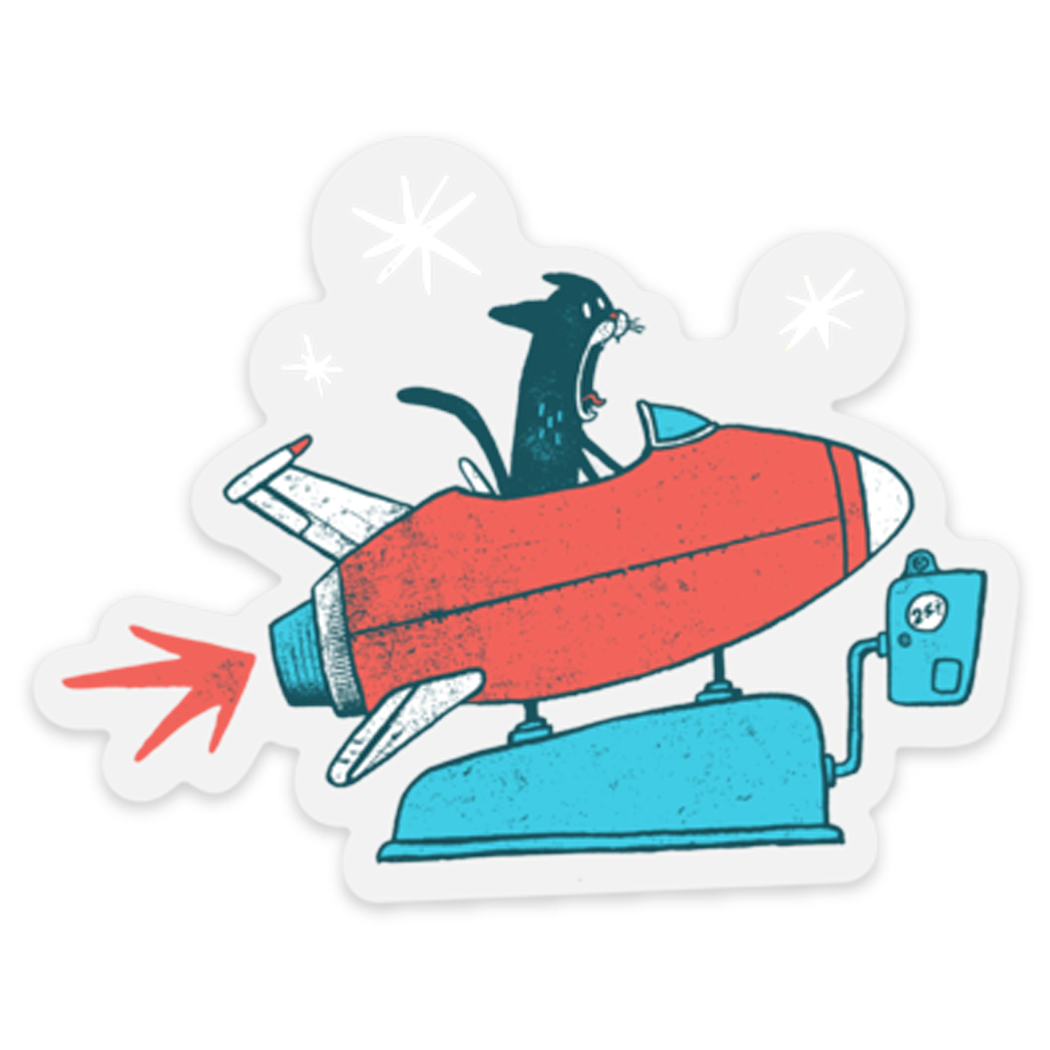 Autocollant Chat Rocket