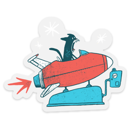 Autocollant Chat Rocket