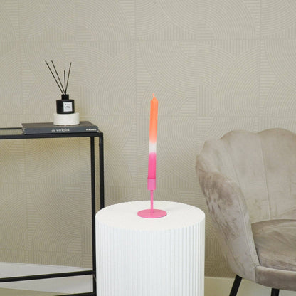 Candlestick - Basic - Metal - Neon Pink - 8x8x10cm
