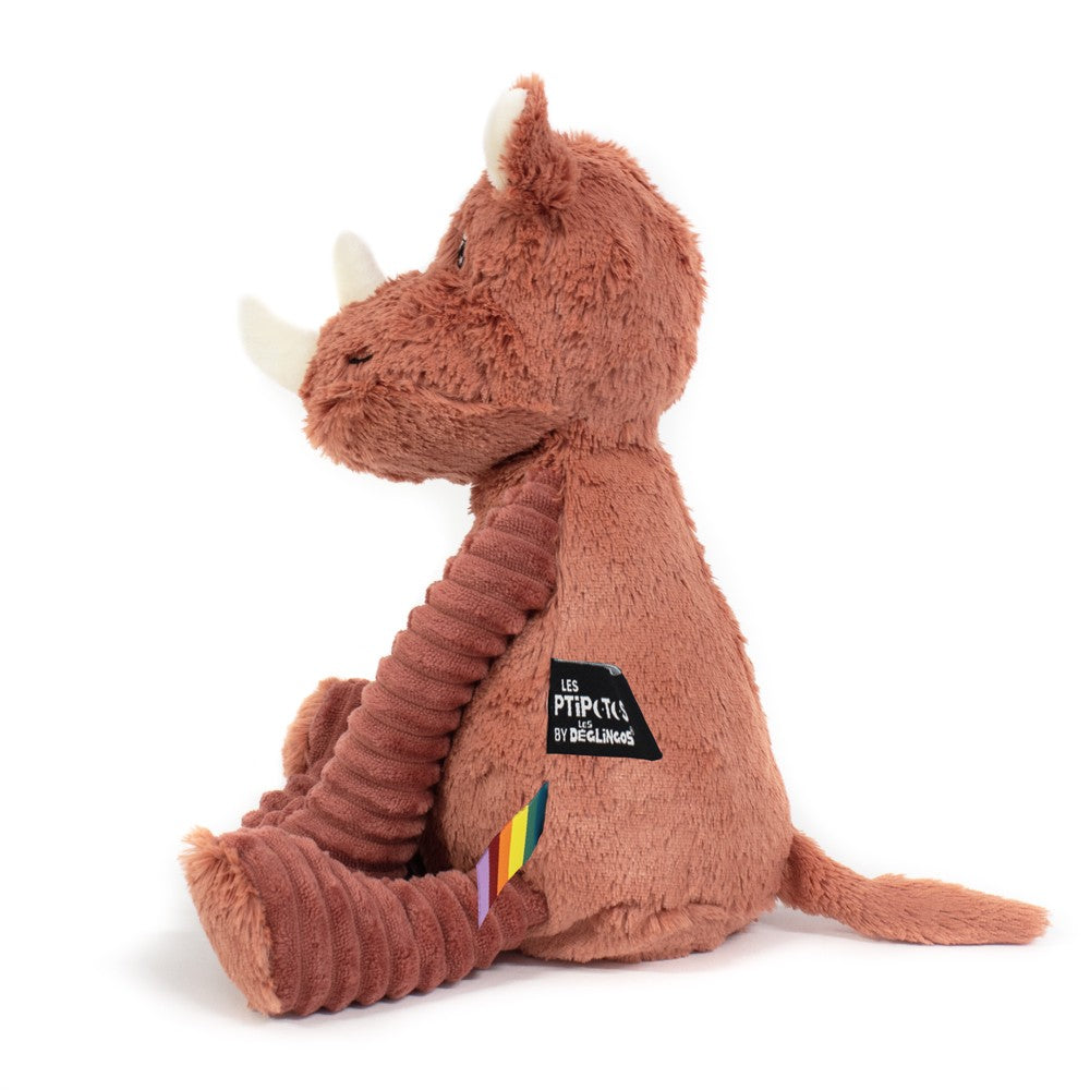 Peluche rhinocéros Grobisou terracotta – Les Ptipotos – vue 2