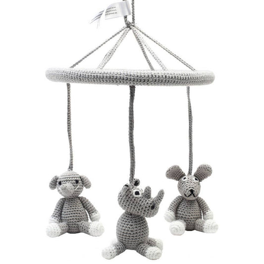 Mobile with rabbit, elephant and rhinoceros