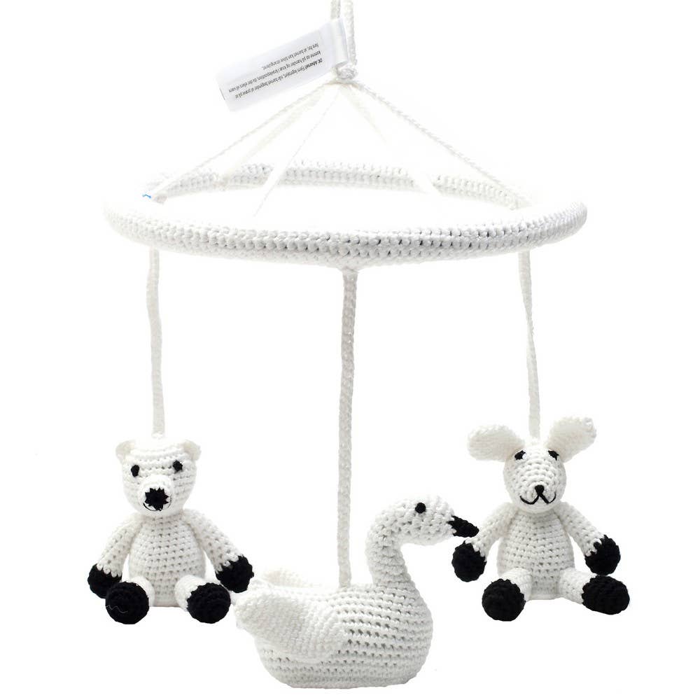 Mobile with polar bears, swans and rabbits