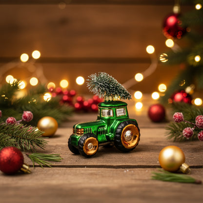 Boule de Noël Tracteur Vert