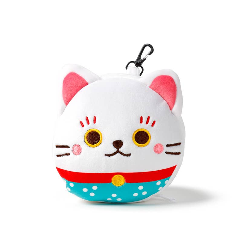 Relaxeazzz Lucky Cat Round Plush Travel Pillow