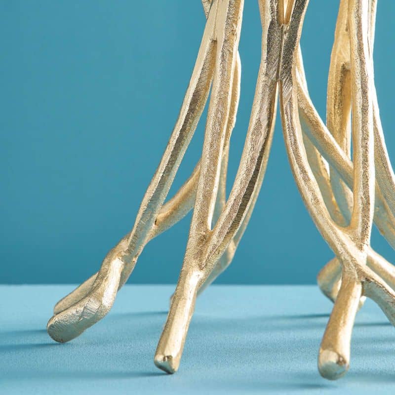 Roots candlestick, gold aluminum, 25 x 22 x 63.5 cm