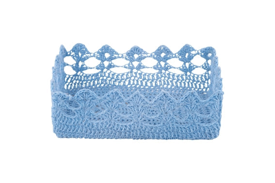 CROCHET BASKET 24x16x8 CM OCEAN BLUE - 2188359