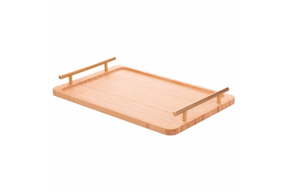 BAMBOO TRAY WITH GOLD HANDLES 40X25X5CM - 2188469