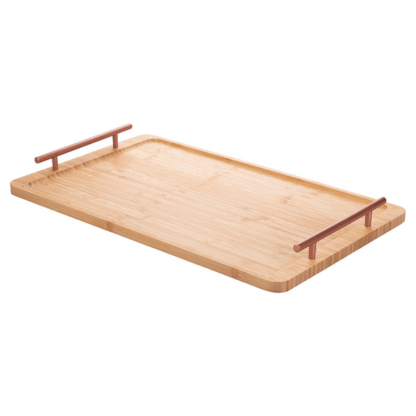 BAMBOO TRAY WITH ROSE GOLD HANDLES 50X30X5CM - 2188499