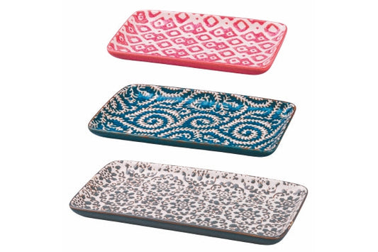 REACTIVE SET OF 3 RECTANGULAR TRAYS. RED/BLUE/GREY - 2188622