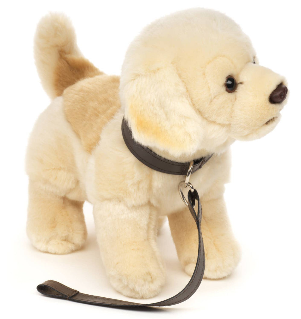 Peluche Chiot Golden Retriever, Debout - Avec Laisse - 22 cm (Hauteur)