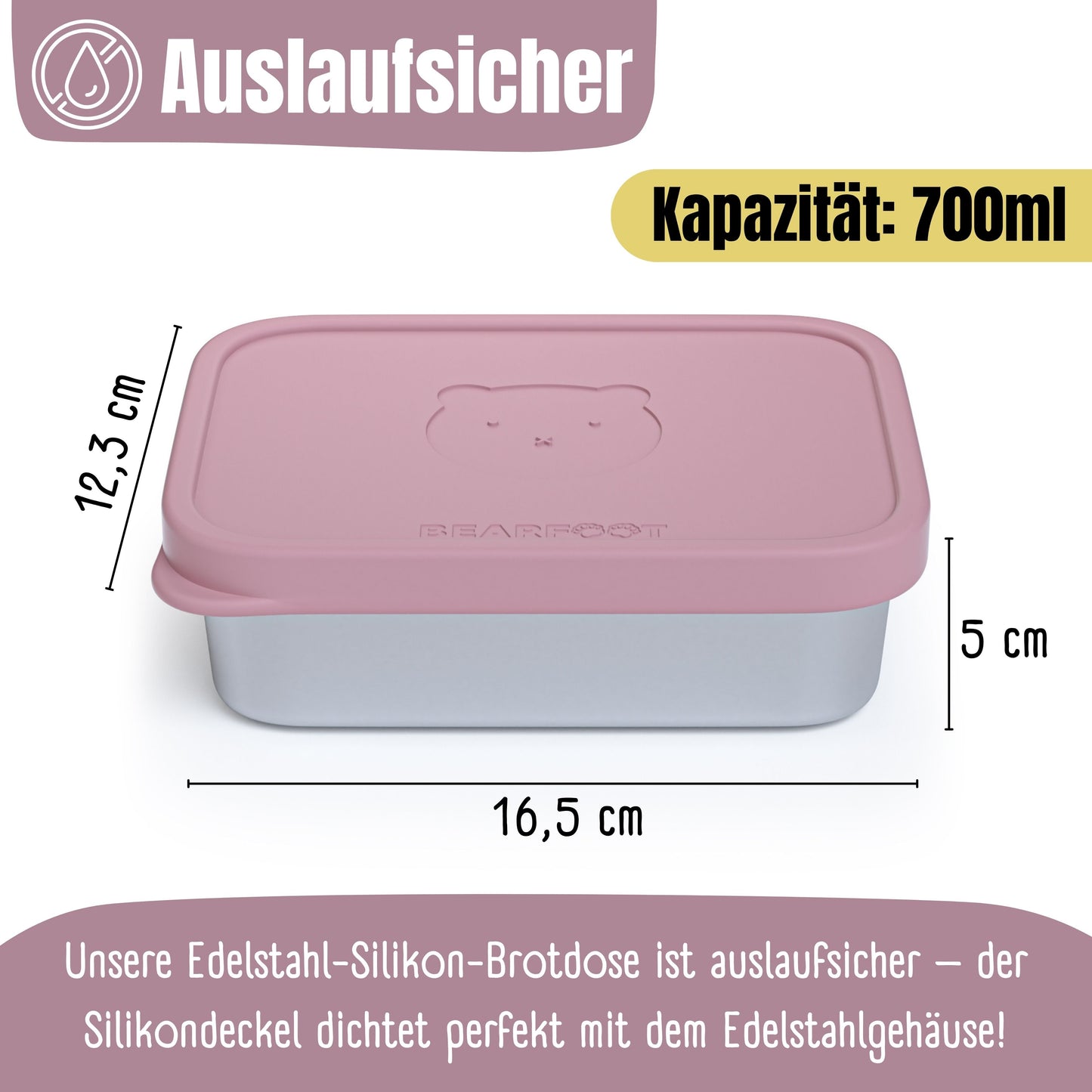 Kids' Stainless Steel Lunchbox with Silicone Insert - Pink