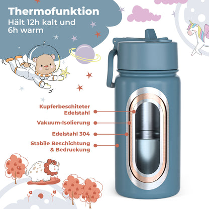 Thermo Kinder Trinkflasche Edelstahl - Astro Bär blau