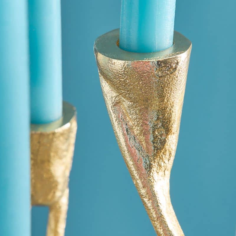 Roots candlestick, gold aluminum, 25 x 22 x 63.5 cm