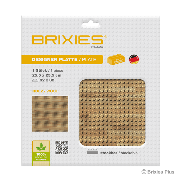 BRIXIES Plus Designer Plate Wood 32 x 32 Studs