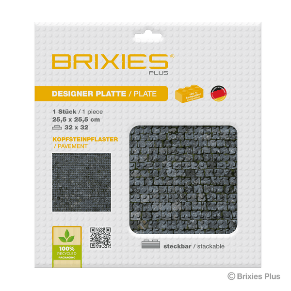 BRIXIES Plus Designer Cobblestone Baseplate 32 x 32 Studs