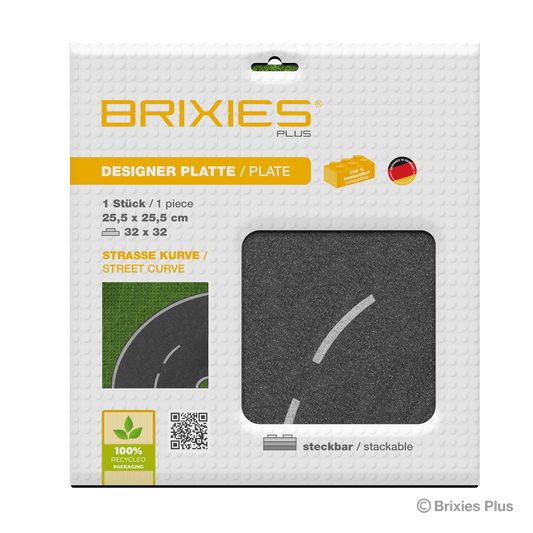 BRIXIES Plus Designer Base Plate Road Curve 32 x 32 Studs