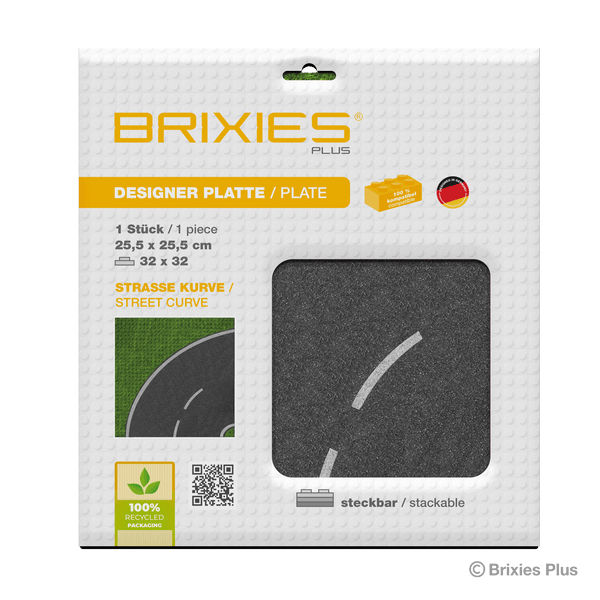 BRIXIES Plus Designer Base Plate Road Curve 32 x 32 Studs