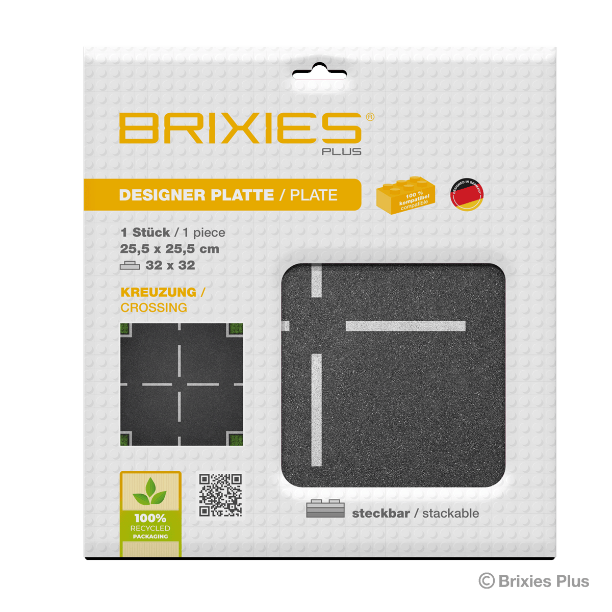 BRIXIES Plus Designer Plate Road Crossing 32 x 32 Studs