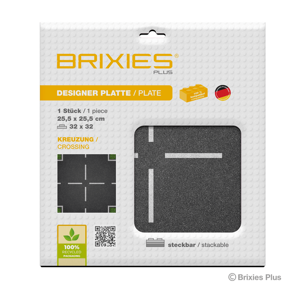 BRIXIES Plus Designer Plate Road Crossing 32 x 32 Studs