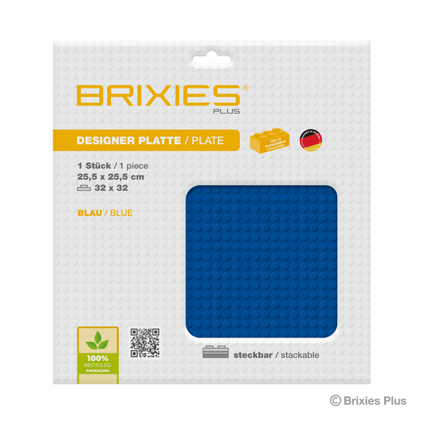 BRIXIES Plus Base Plate Blue 32 x 32 Studs
