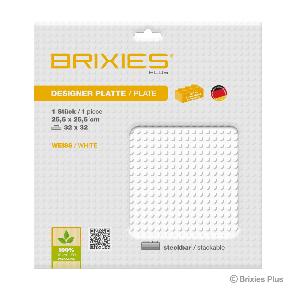 BRIXIES Plus Basis Platte Weiß 32 x 32 Noppen