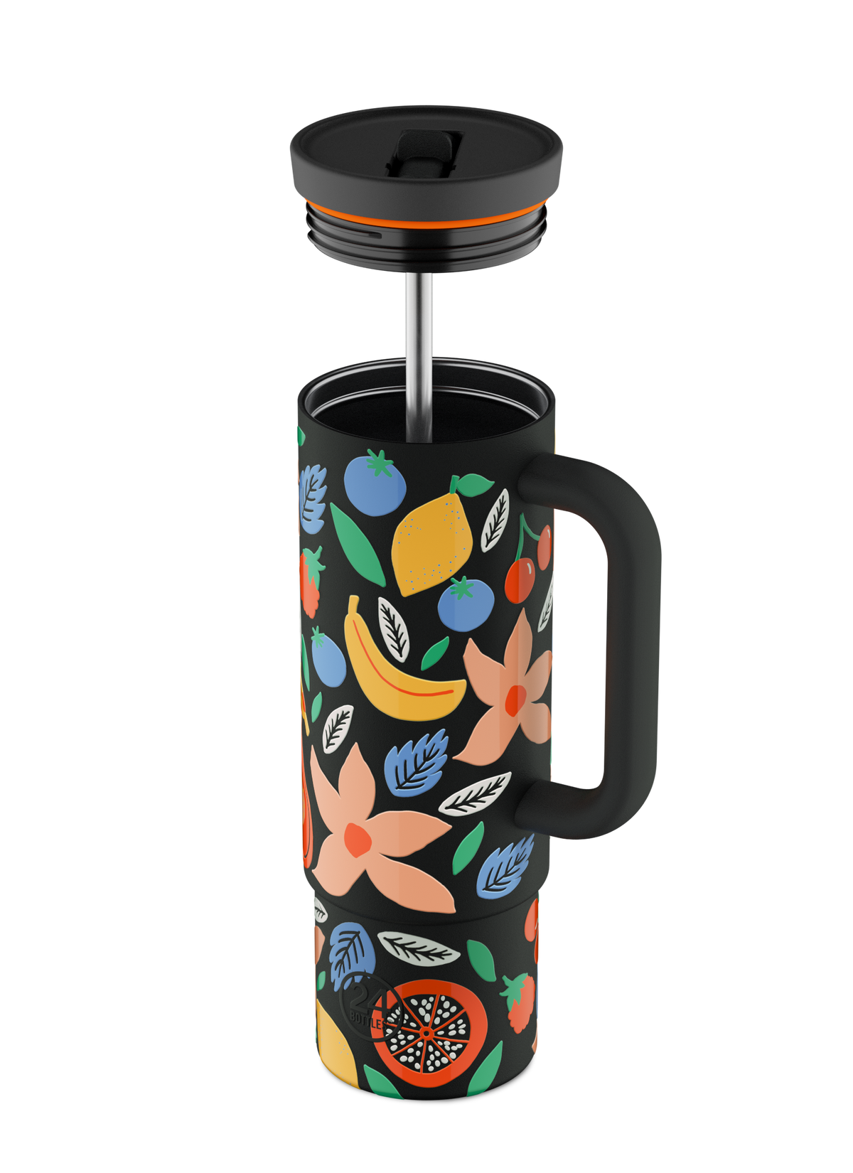 Straw Cup | Black Tropical - 800 ml