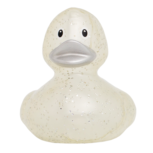 Canard Classique Argent à Paillettes Lilalu | Canard de bain confettis argentés