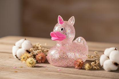 Glittery Pink Unicorn Duck