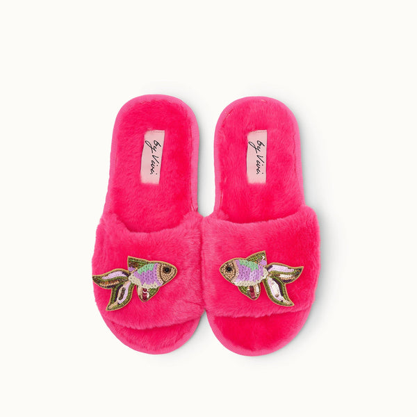 Pair of slippers brooches - Pink fish