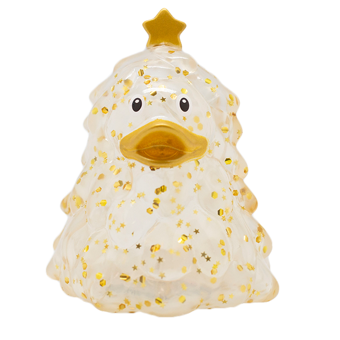 Anatra con albero di Natale glitterato dorato