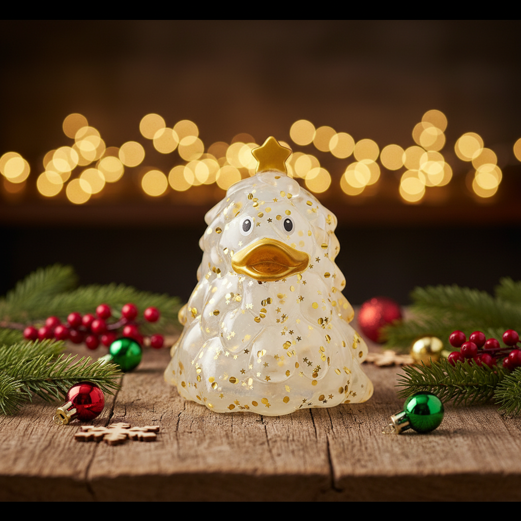 Canard Sapin de Noël Pailleté Doré